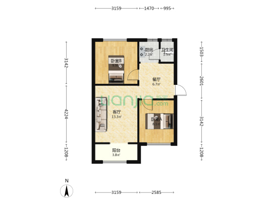 望哨坡 2室2厅1卫 48平方