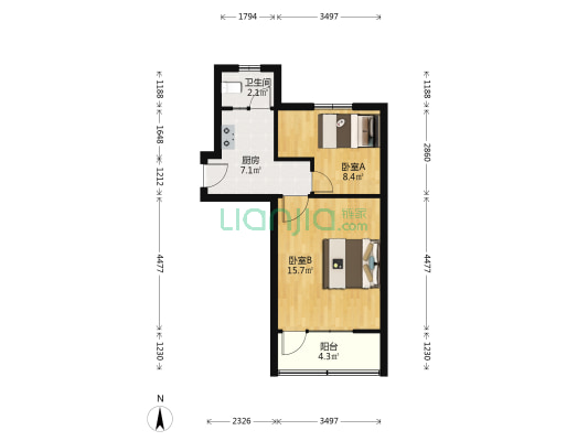 闸殷小区 2室0厅1卫 45平方