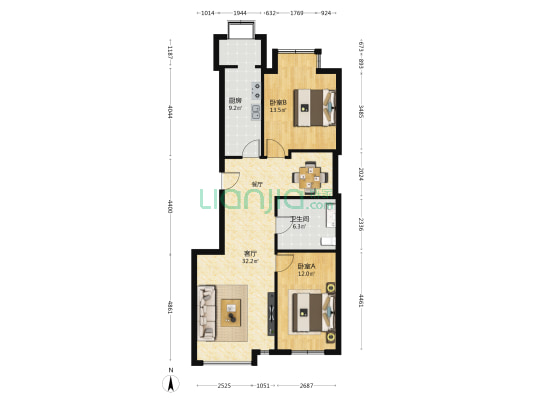 九纬路 2室1厅1卫 98平方