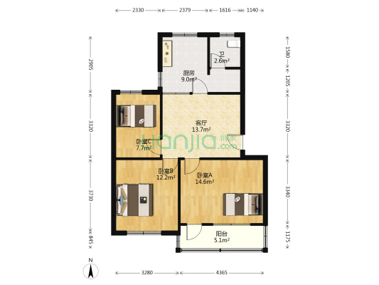 惠阳二村西区 3室1厅1卫 78平方
