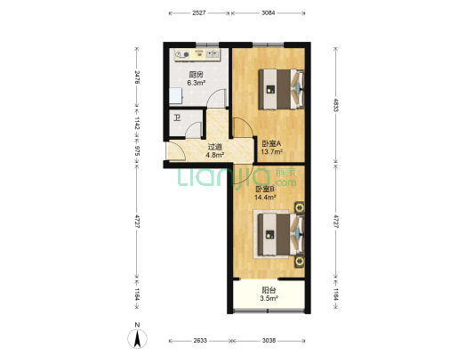灞电一区 2室0厅1卫 56平方