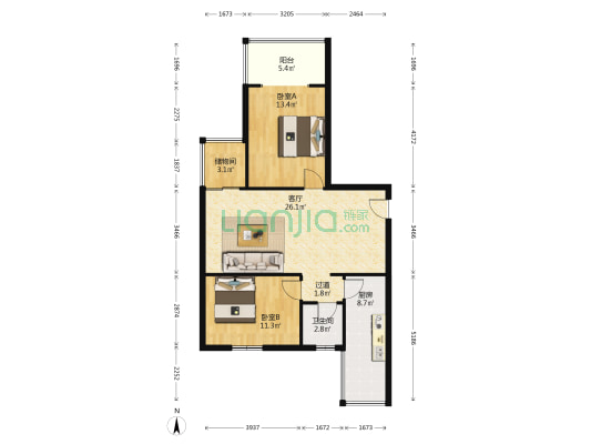 太铁花园南区 2室1厅1卫 98平方