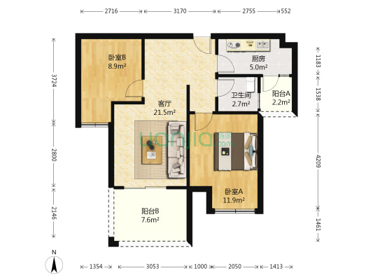 IN半岛里 2室1厅1卫 73平方
