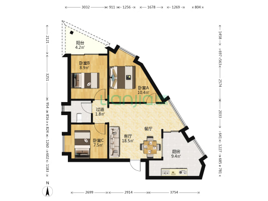 申堂东街 3室1厅1卫 72平方