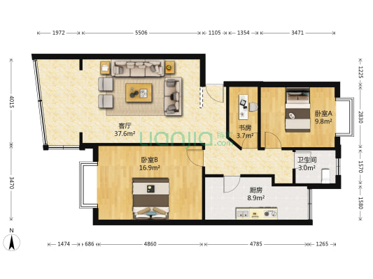 黎阳家园12组团 3室1厅1卫 92平方