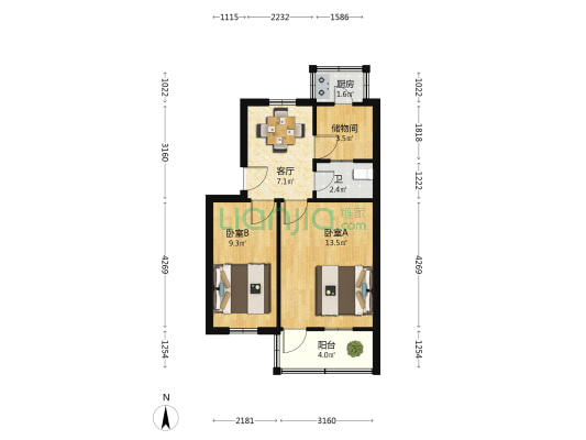 吉杨路271号 2室1厅1卫 50平方