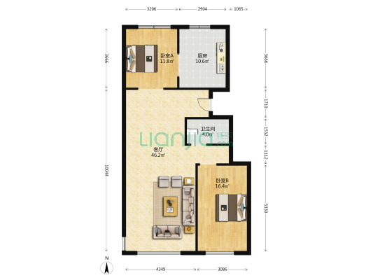 招商贝肯山五期 2室1厅1卫 238平方