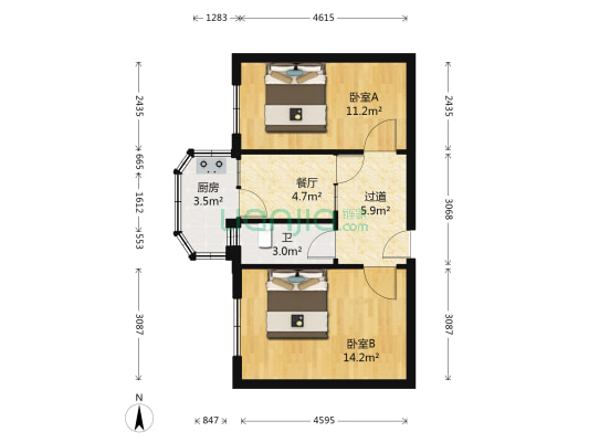 重庆小区 2室1厅1卫 52平方