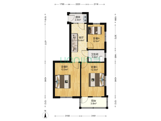 李祠巷 3室1厅1卫 62平方