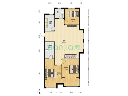 天中上境三期 3室1厅2卫 144平方