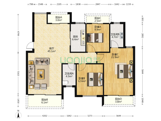 紫薇.英伦小镇 3室1厅2卫 112平方