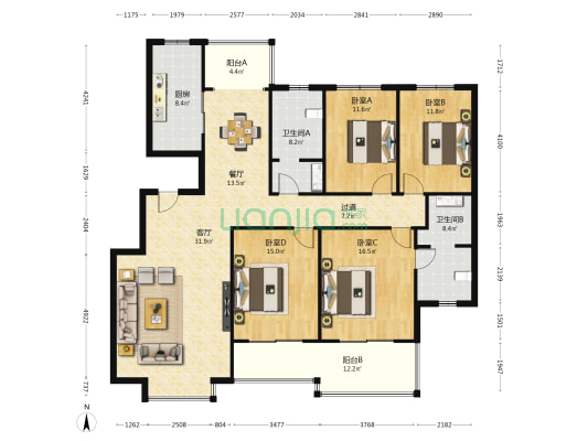 崇文尚学二期 4室2厅2卫 176平方