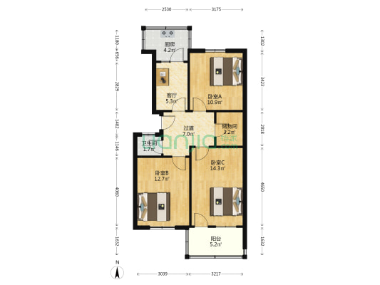 王官庄672号 3室1厅1卫 75平方