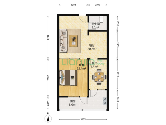 机电设备宿舍 1室2厅1卫 60平方