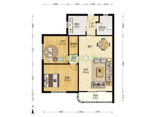 沙田大厦(公寓) 2室1厅1卫 109平方