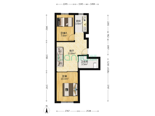 富华园 2室1厅1卫 53平方