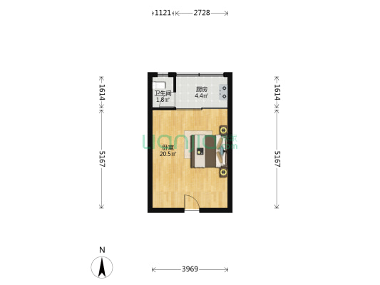 东梅公寓 1室0厅1卫 40平方