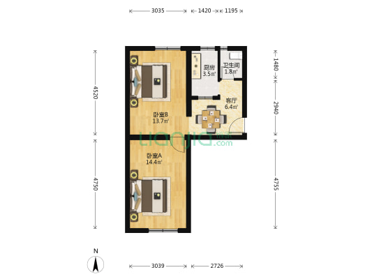高庄子小区 2室1厅1卫 51平方