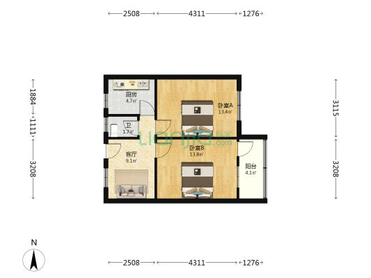 百尺溇路136号 2室1厅1卫 58平方
