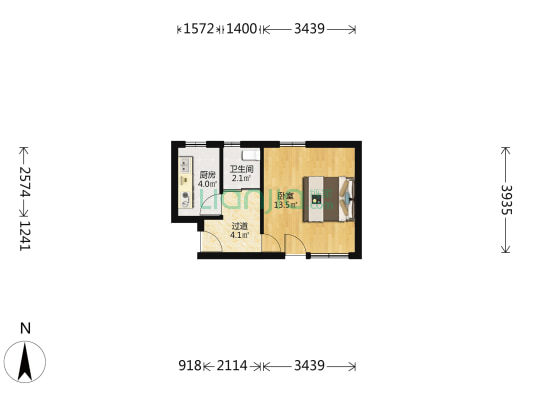 凉城三村 1室0厅1卫 33平方