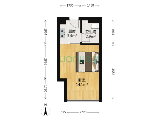 英祥春天 1室0厅1卫 27平方