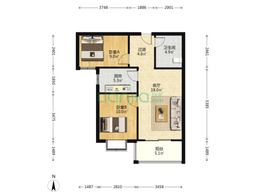 惠丰园 2室1厅1卫 81平方