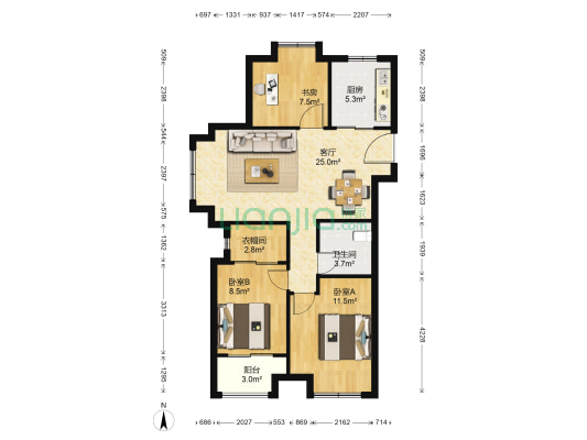 耘林生命公寓 3室1厅1卫 89平方