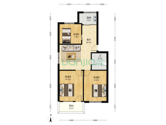 连江南路138号 3室1厅1卫 89平方