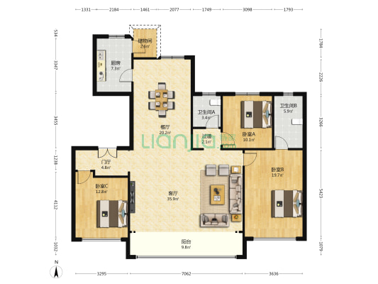 西安朗诗乐府 3室2厅2卫 163平方