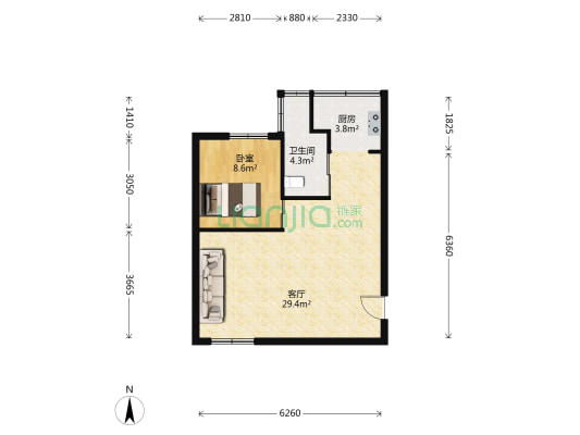 上海盛世名城 1室1厅1卫 72平方