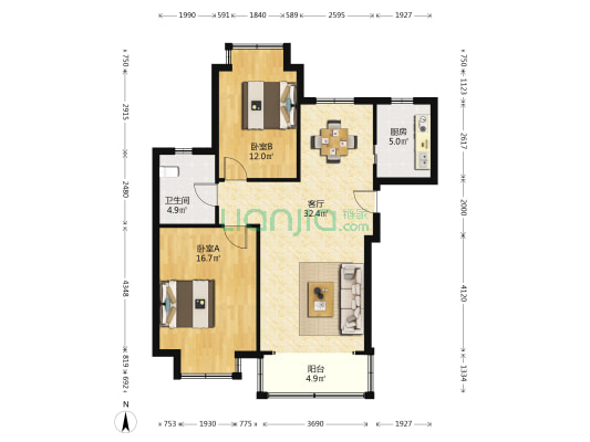 嘉峰大厦 2室1厅1卫 111平方