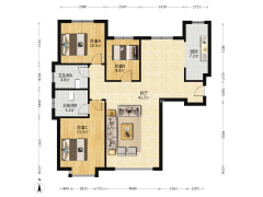 鸿坤理想湾 精装修H户型  拎包入住 装修风格好-涿州鸿坤理想湾南区户型图