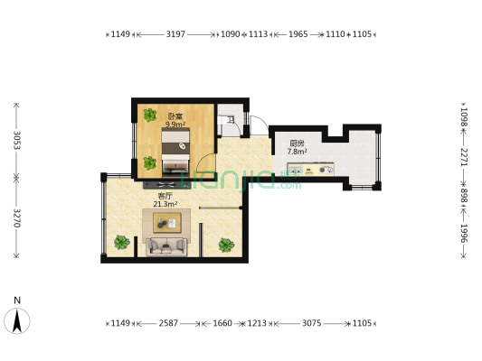 巡津街5号新巡津街338号 1室1厅1卫 53平方