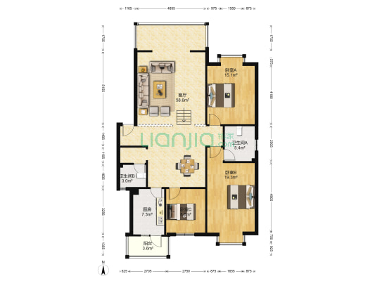 毕生路69号 3室1厅2卫 141平方