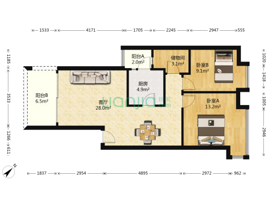 万科四季花城荷花苑 2室1厅0卫 77平方