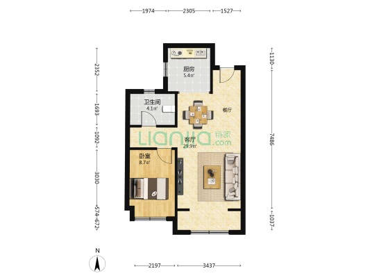 保利大都汇 1室1厅1卫 70平方