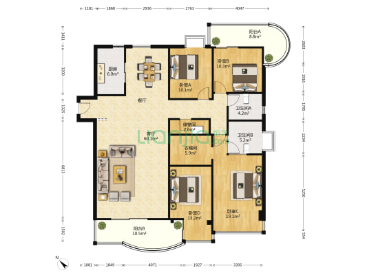 禹洲碧山临海 4室1厅2卫 186平方