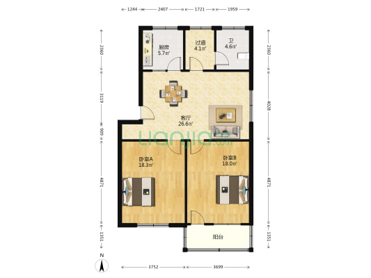 锦绣新村 2室1厅1卫 98平方