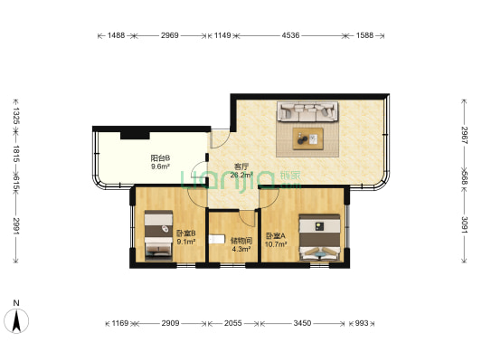 豪翠花园 2室1厅0卫 75平方