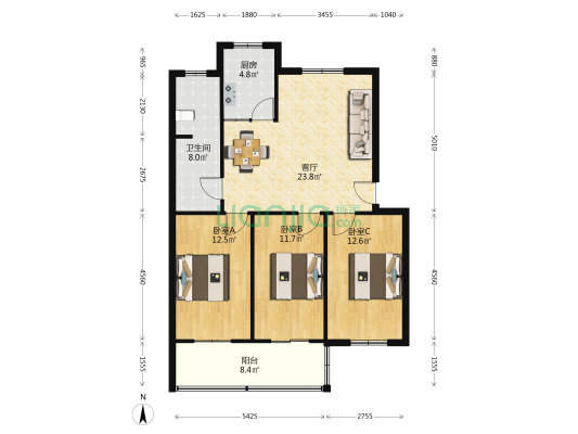防疫站家属院 3室1厅1卫 95平方