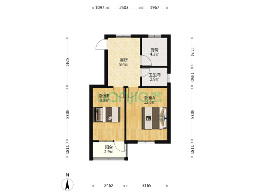 牛角湾 2室1厅1卫 54平方