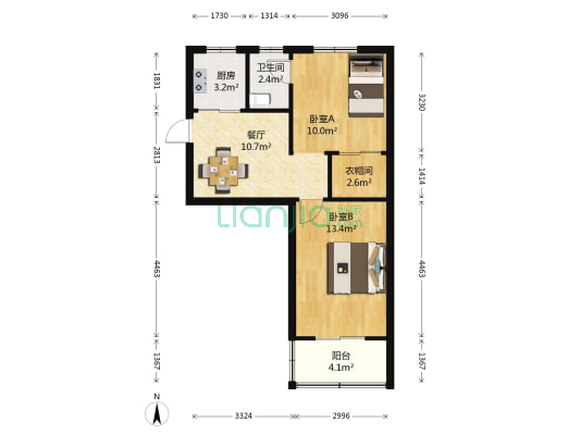 凯旋路212号 2室1厅1卫 55平方
