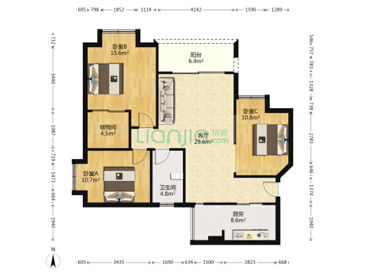 树人小学集资房 3室1厅1卫 105平方