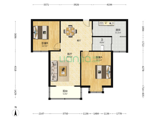 张郢小区（二区） 2室1厅1卫 99平方