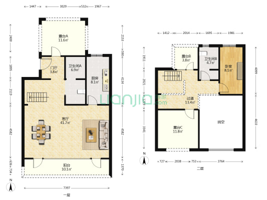 华发山庄 1室1厅2卫 104平方
