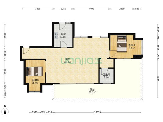 保利云璟茗山府 2室1厅1卫 92平方