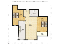 中间楼层，朝南两居，小区环境好-涿州金竹花园户型图