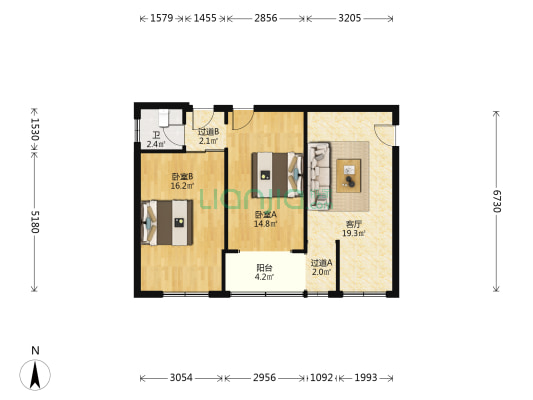 三清山西大道6号 2室1厅1卫 76平方