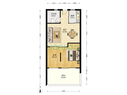 绿城海上明月 1室1厅1卫 67平方