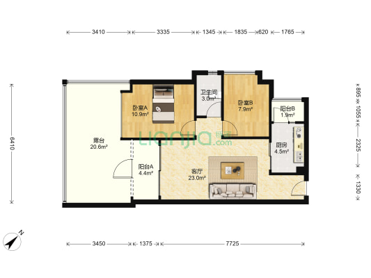 七星奥林园 2室1厅1卫 71平方